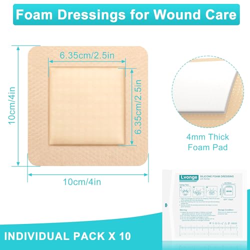 4x4 Silicone Foam Wound Dressings 10 Pack Waterproof Absorbent Bandages