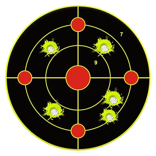 6-Inch Yellow Circle Shooting Targets - 100 Self-Adhesive Paper Stickers for Range