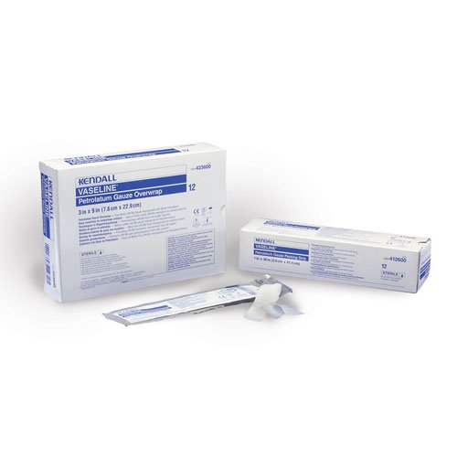 Covidien 8884413605 Sterile Petrolatum Gauze Dressing, Box of 50, Pouches, 3" x 9", In Foil Pack