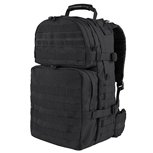 Condor Outdoor Medium Black Backpack with Compression Straps & Padded Handle