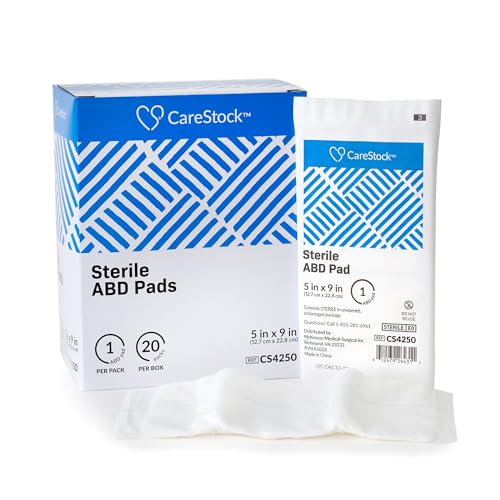 CareStock Abdominal Pads 20 Pack - Sterile Heavy Absorbency 5 x 9 in