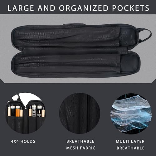 Collapsar Pool Cue Case Holds 4 Butts & Shafts Black with Red Durable Billiard Stick Case