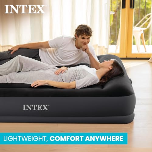 Intex Dura-Beam Full Size Pillow Rest Air Mattress with Electric Pump - 10 Inch Bed Height