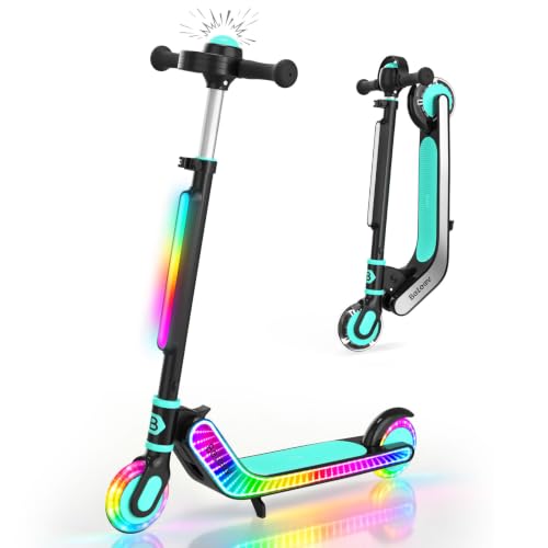 Kids LED Light-Up Scooter with Infinity Mirror Deck, 12 Light Modes, Adjustable Heights