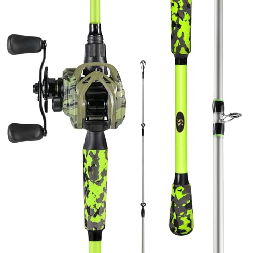 Sougayilang Baitcasting Combo 8.0:1 Gear Ratio, 18LB Drag, 9+1 Bearings, Graphite Rod