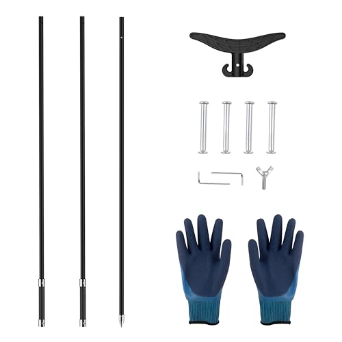 12.3 Ft Black Fiberglass Shallow Water Anchor Pole with T-Handle for Kayaks & Boats