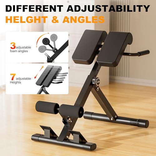 Sirhome Black Adjustable Roman Chair for Back and Core Workout