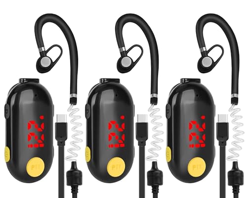 Mini Walkie Talkies with Headsets 2-Way Radios - Black 3 Pack