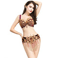 Large Purple Velvet Belly Dance Bra and Belt Costume for Women