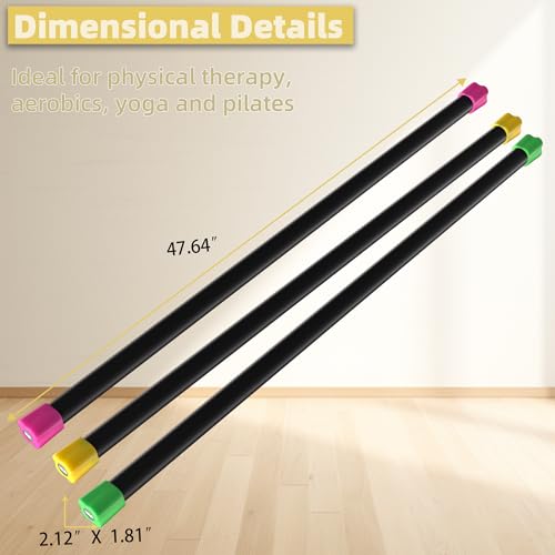 Weighted Bar Set of 3: 5/10/15 LBS Total Body Workout Equipment with Padded Grip
