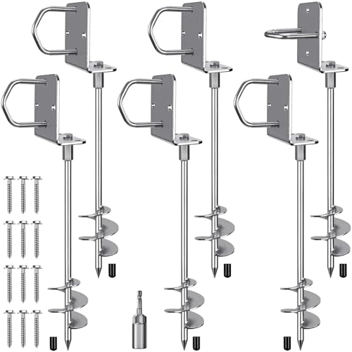 Insaga 3'' Blade Ground Anchors 24''-Pack Heavy Duty Earth Stakes for Trampolines Sheds & Carports