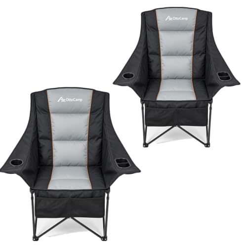 OttoCamp 2 Pack Oversized Padded Camping Chairs for Adults, Foldable Outdoor Seating