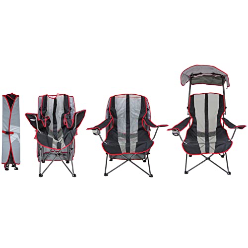 Kelsyus Foldable Canopy Camping Chair Grey/Red Portable Outdoor Seat