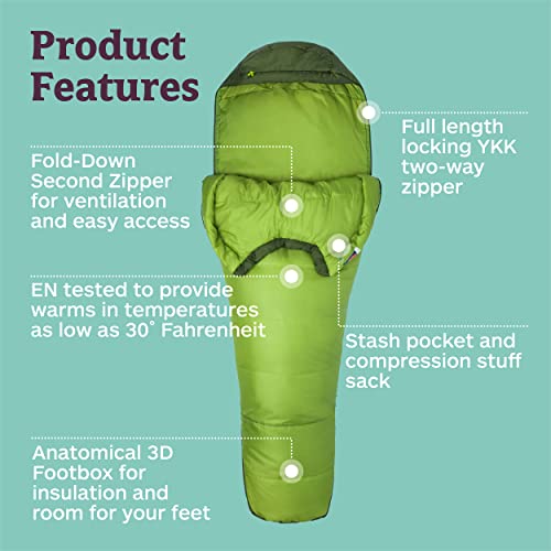 Marmot Trestles 30° Sleeping Bag - Green Lichen/Greenland, Left Zip