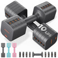 Adjustable Dumbbell Set 10LBS Pair - 5-in-1 Home Gym Weights for Strength & Rehab - Grey