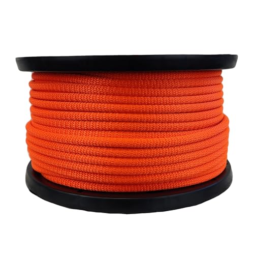 3/8 Inch Neon Orange Polyester Rope - High Visibility Utility Rope, 250 ft Spool