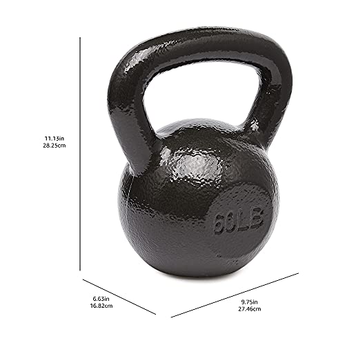 60 lb Cast Iron Kettlebell for Strength Training - Textured Wide Handle