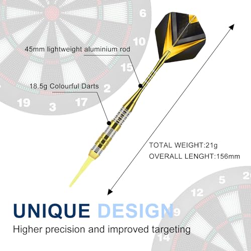 Yellow Soft Tip Darts Set with Aluminum Shafts and Flights - Professional Dart Accessories