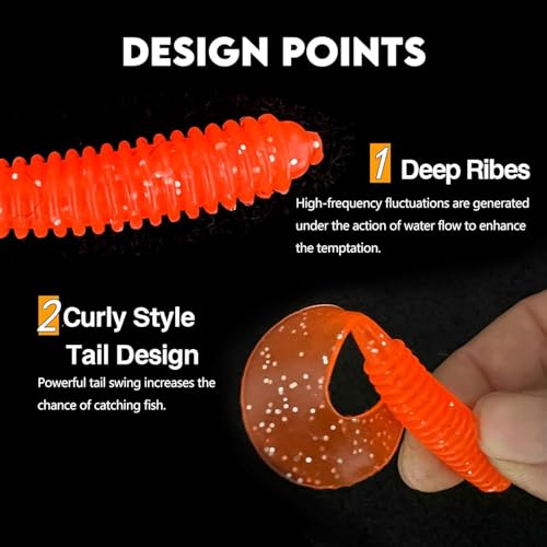 Eupheng 4in White Curly Tail Swimbait Fishing Lure 10PCS - Soft Plastic Bait