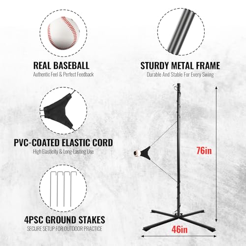 Portable Baseball & Softball Swing Trainer with Auto-Reset & Adjustable Ball Height