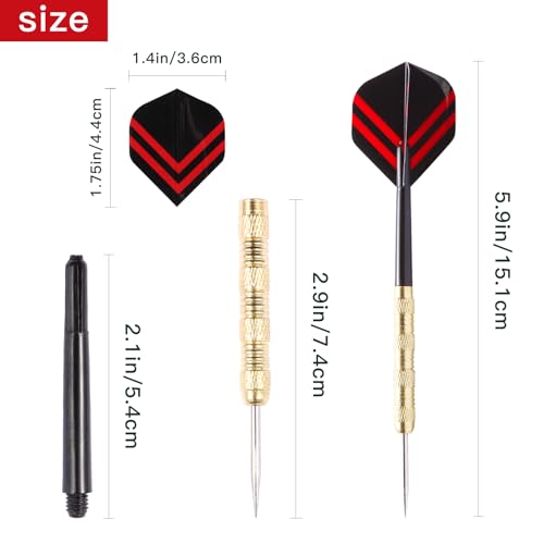 18 Pcs Steel Tip Darts Set - 14g Metal Tips, 6 Flight Patterns, 6.0in Barrels & Shafts
