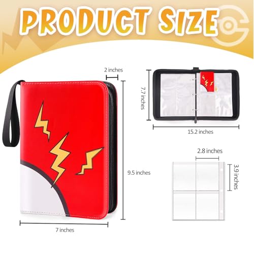 Large Dark Red Card Binder 400 Pockets with Removable Sleeves - Collectible Trading Card Organizer