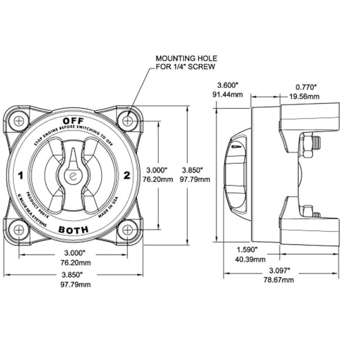 Blue Sea Systems HD-Series 500A On/Off Battery Switch Marine Safe Waterproof