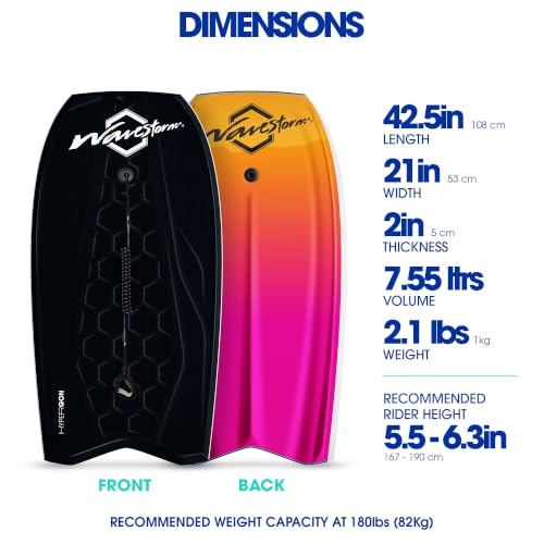 Wave Storm Black 42.5in Performance Foam Bodyboard with Sector Channel Bottom