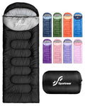 Sportneer 4.4lb 3-Season Sleeping Bag for Adults & Kids, Black & Light Gray