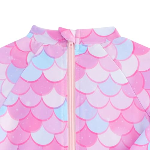 Pink Mermaid Baby Girl Ruffle Swimsuit One Piece with UPF 50+ Sun Protection - 4-5T