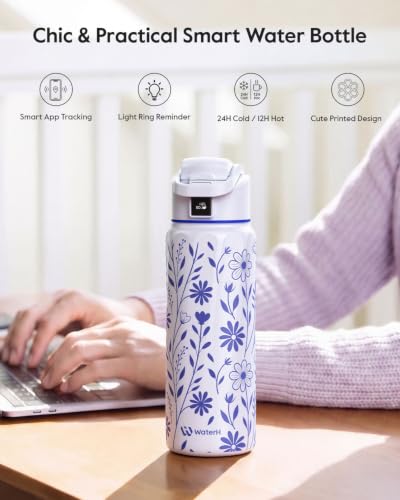 WaterH BOOST Smart Water Bottle with Reminder 32oz Lavender Garden