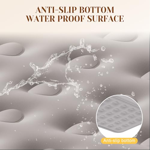 Khaki Full-Size Air Mattress with Built-In Pump 18-Inch Self-Inflating Bed