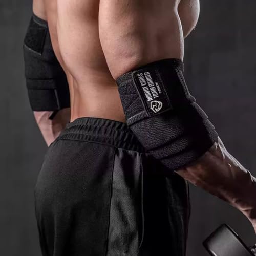 Elbow Wraps for Weightlifting 47 Inch Support & Compression - Black Variation