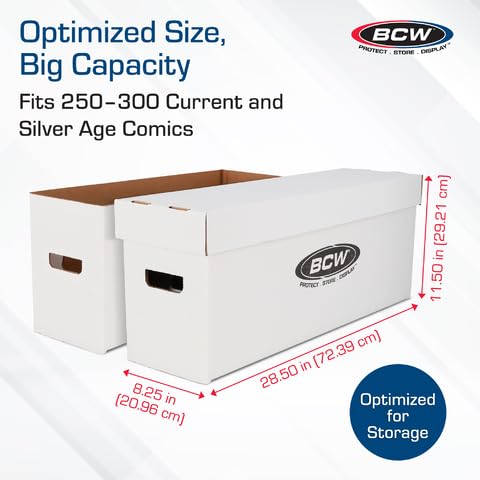 BCW 5 Pack Long Comic Storage Boxes Holds 250-300 Comics Durable Cardboard