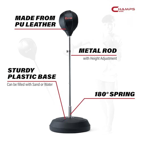Champs MMA Freestanding Reflex Punching Bag with Adjustable Stand & Gloves