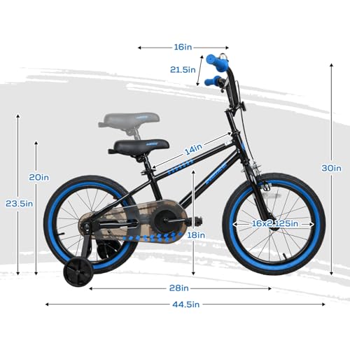 WEIZE Nighthawk 16 Inch Kids Bike for Boys & Girls Ages 4-12 — Lightweight & Easy to Handle