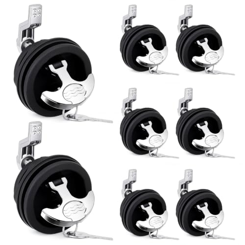 Shimeyao Key Lock Boat Hatch Latch 2.5-inch T Handle Marine Locking Latch, Black, 4 Pack