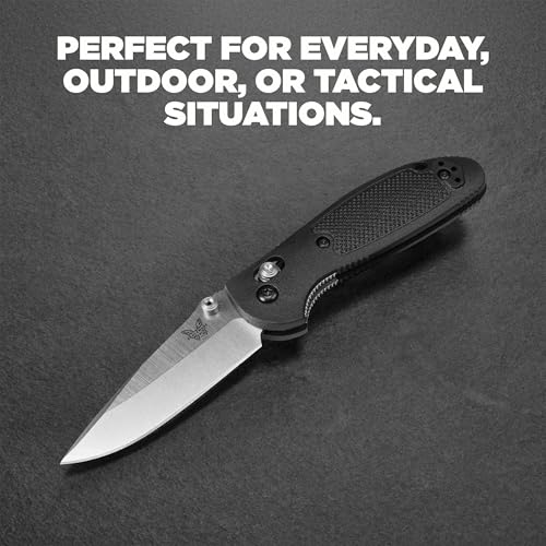 Benchmade Mini Griptilian Knife Drop-Point Blade - Black Grivory Handle, Plain Edge