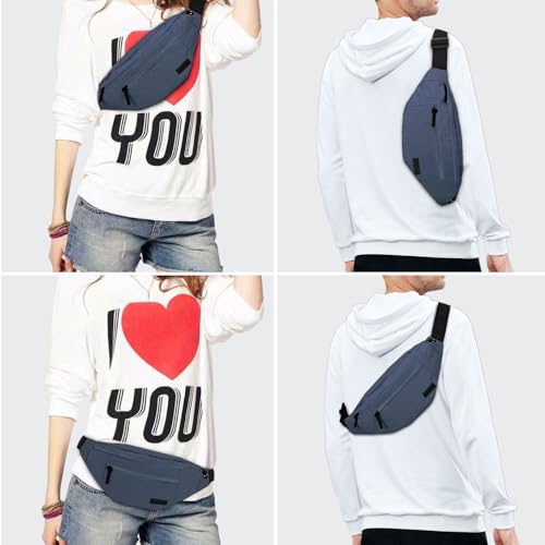 Dim Grey Large Fanny Pack for Men Women with 4 Zipper Pockets - Adjustable Crossbody Sling Bag