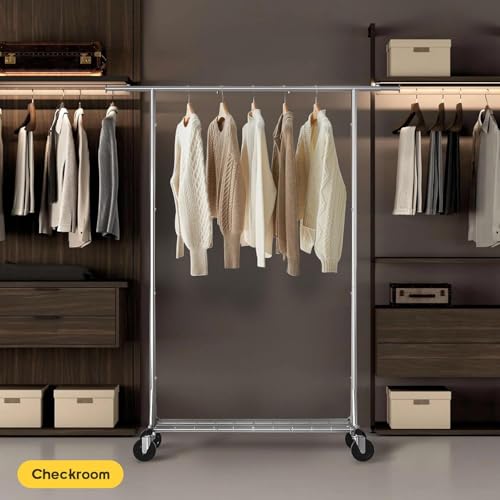 Heavy Duty Rolling Garment Rack with Wheels - Silver, 550LBS Capacity