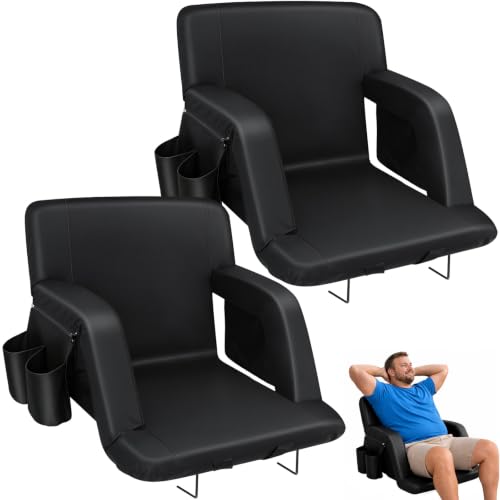 JFIQOWR Stadium Bleacher Seats with Back Support & Recline, 2 Pack