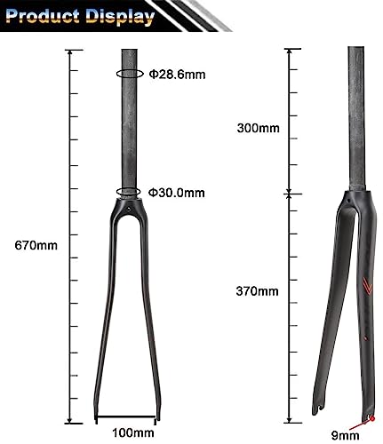 Matte Carbon Fiber Road Bike Fork 700C 28.6mm Rigid Lightweight Bicycle Front Fork