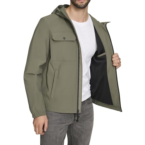 Levi's Men's Hooded Waterproof Arctic Cloth Rain Jacket - Medium, Sage Green