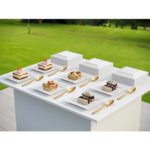 Mini Disposable Appetizer Plates - White 4.5 Inch Pack of 100 - Elegant & BPA Free