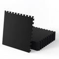Black Stepwaver 0.56" Thick Rubber Gym Flooring Tiles - 48 Sq Ft Home Workout Mat
