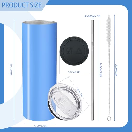 12 Pack Stainless Steel Insulated Tumblers 20oz with Lids & Straws
