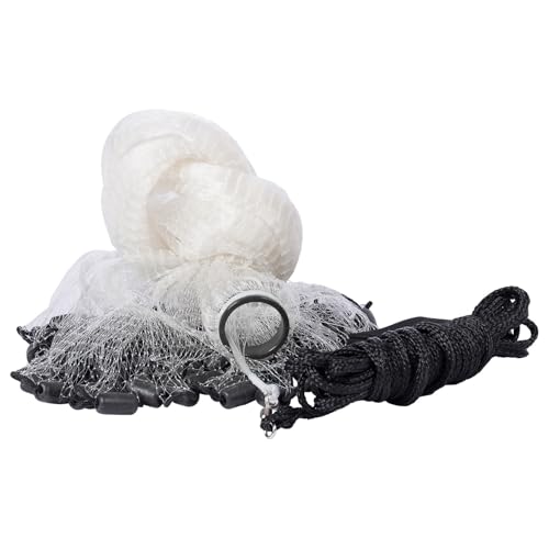 Saltwater Casting Net 8 Ft Mesh 3/8-Inch Bait Fish Net with Utility Bucket