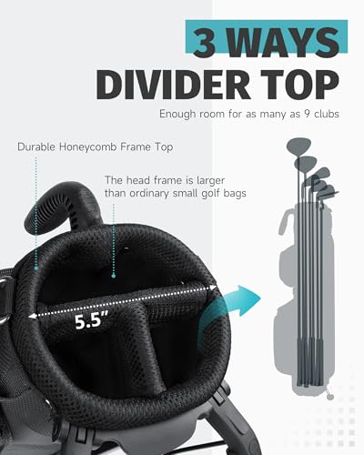 Findway Black 3-Way Lightweight Golf Stand Bag with Stand & Storage