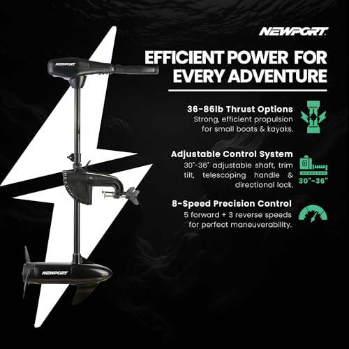 Saltwater Transom Mounted Thrust Trolling Motor - 55Lb with LED Battery Indicator - Newport NV-Series - Variation: Motor / 55Lb Thrust