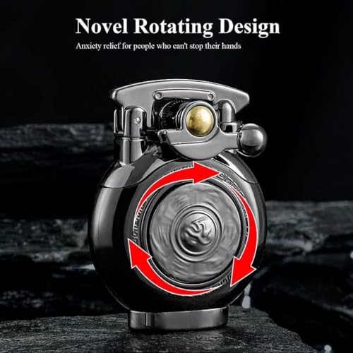 Vintage Reusable Trench Lighter Black - Rotary Ignition, Gift for Men